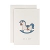 redfries blue rockinghorse – Klappkarte DIN A6 mit Umschlag, 3 Stück, Geburt