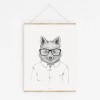 Fuchs im Hemd als hochwertiger Print im minimalistischen Stil von Skanemarie +++ Poster, Wandbild