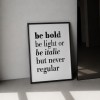 Handgefertigter Linoldruck »Be bold, be light or be italic but never regular«, (DIN A4), Limited Edition - The True Type