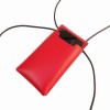 EINFACHDESIGN Handytasche zum Umhängen rot aus pflanzlich gegerbtem Leder mit verstellbarem Riemen