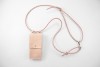 Lapàporter – iPhone case zum Umhängen mit geflochtener Lederkordel und abnehmbarer Tasche, Rosé/silber