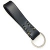 LIEBHARDT - Leder Schlüsselanhänger, handgenäht aus pflanzlich gegerbtem Echt-Leder - massive Sattlernaht - handstitched (schwarz mit dunkelbeiger Naht)