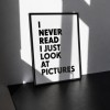 Handgefertigter Linoldruck »I never read, I just look at pictures« Limited Edition, Andy Warhol Zitat  A4