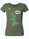 wat? Apparel T-Rex mit Pommes - T-Shirt Damen mit Holzbrosche