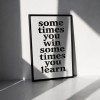 Handgefertigter Linoldruck  »Sometimes you win, sometimes you learn«, (DIN A4), Limited Edition - The True Type