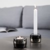 TEO - DUO - Kerzenständer aus Metall (chrom dunkel - schwarz)