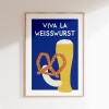 vonSUSI Fine Art Poster mit Weisswurst in blau, Din A4-A1