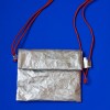 Mini-Rolltop-Tasche – Silber mit orange Details – Leichte Umhängetasche aus Tyvek® - Pikto3000