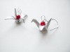 Nahili OHRRINGE Unikat Origami Vogel ***Weißgold*** 925 Silber Weißgold silbern Koralle
