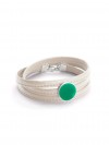 Eva Slotta Jewellery "Tint Deep" Armband mit weißem Nappaleder und grünem Achat, 925 Silber