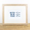 Bow & Hummingbird Bild mit Echtholzrahmen - Butter bei die Fische