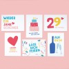 Bow & Hummingbird 6er Set Geburtstagskarten - 6 Postkarten zum Geburtstag aus Recyclingpapier