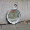 rohes wohnen runder Spiegelrahmen aus Beton 40 cm