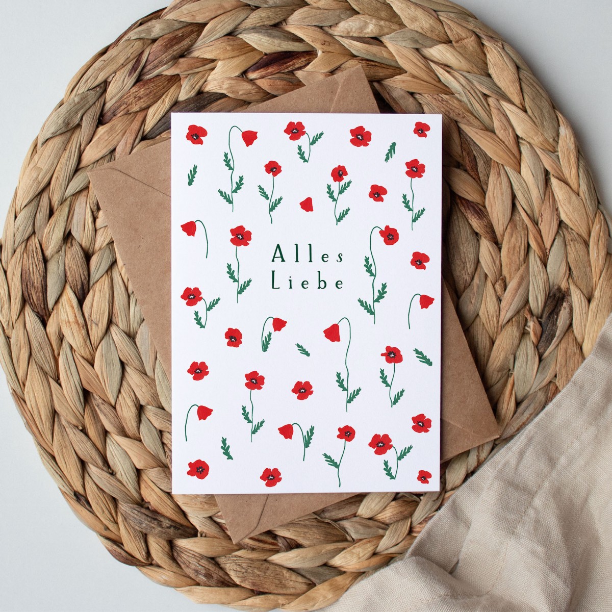 Paperlandscape | Faltkarte | Alles Liebe Mohnblüten