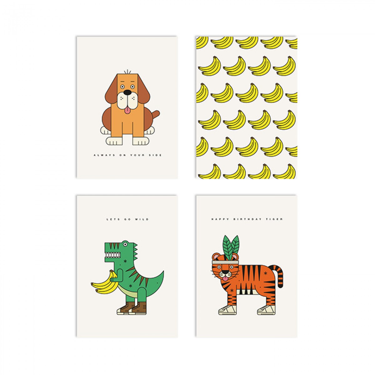 redfries set wild animals – 4 Klappkarten DIN A6