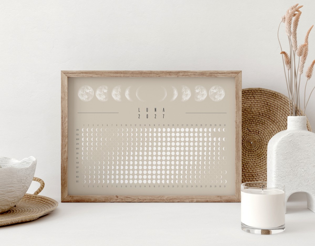 Mondkalender 2027 Poster Beige // ShellyCreates