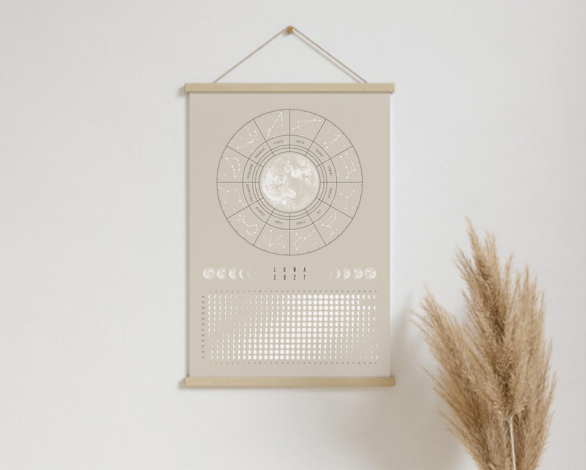 Mondkalender 2027 Poster Beige // ShellyCreates