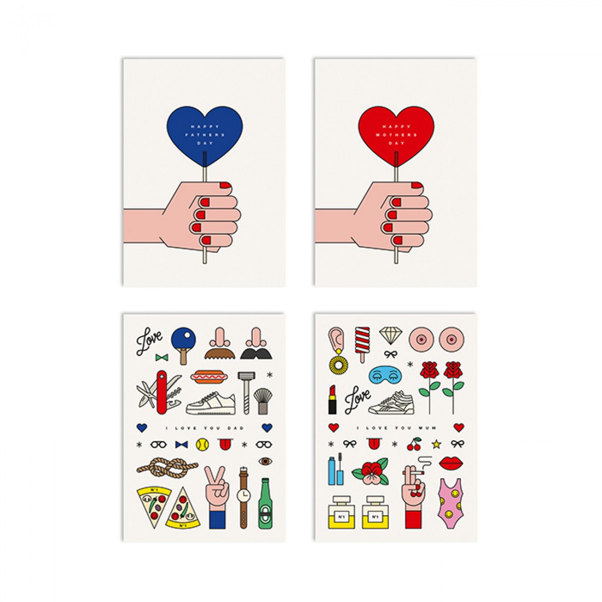redfries set good parents – 4 Klappkarten DIN A6