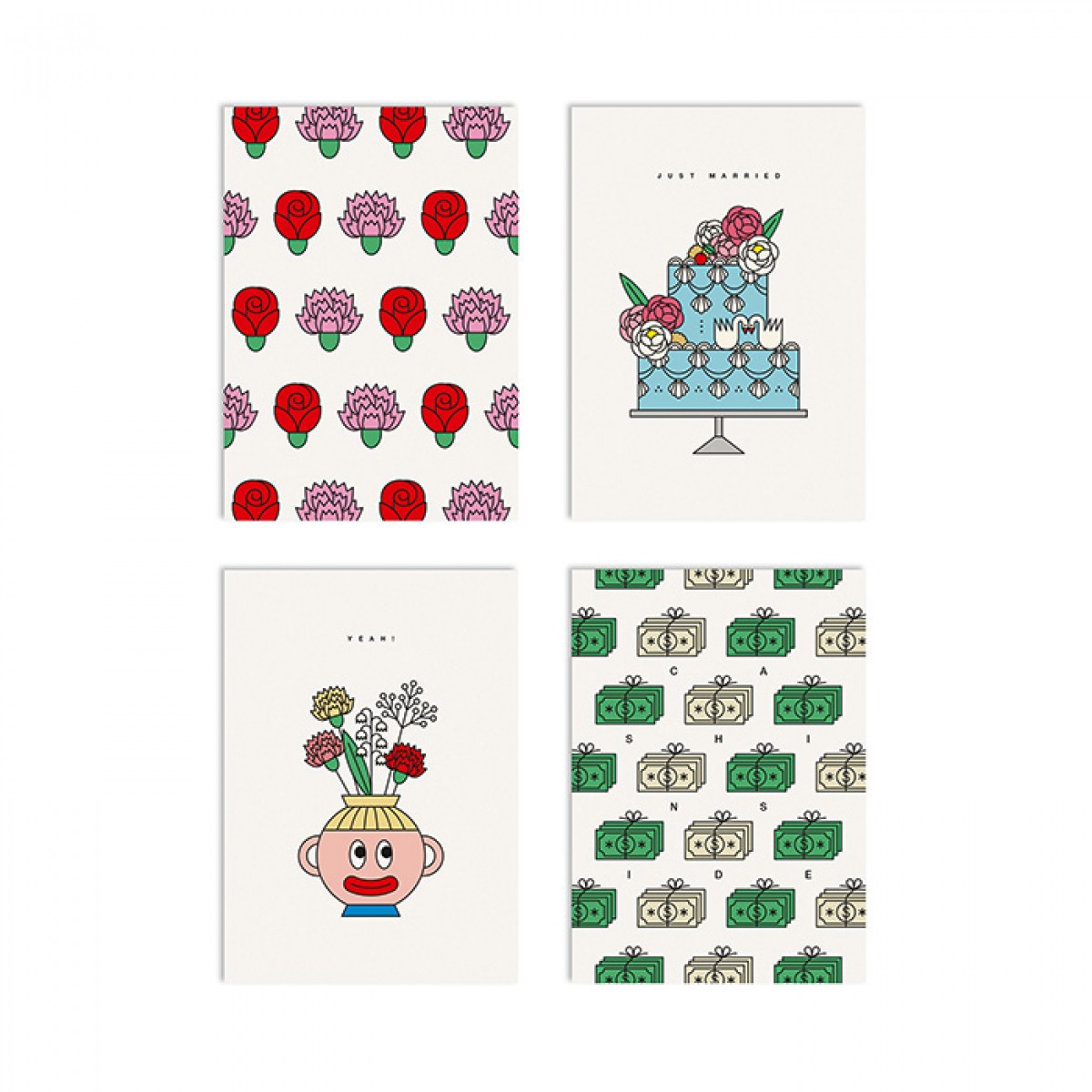 redfries set celebrations – 4 Klappkarten DIN A6