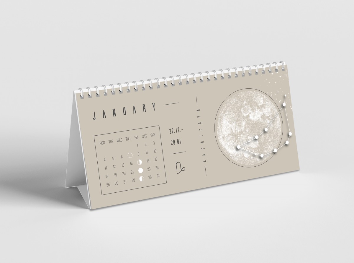 Mondkalender 2027 Tischkalender Beige // ShellyCreates
