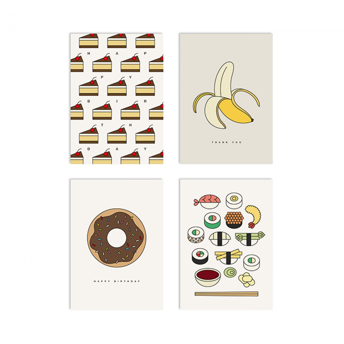 redfries set snack attack – 4 Klappkarten DIN A6