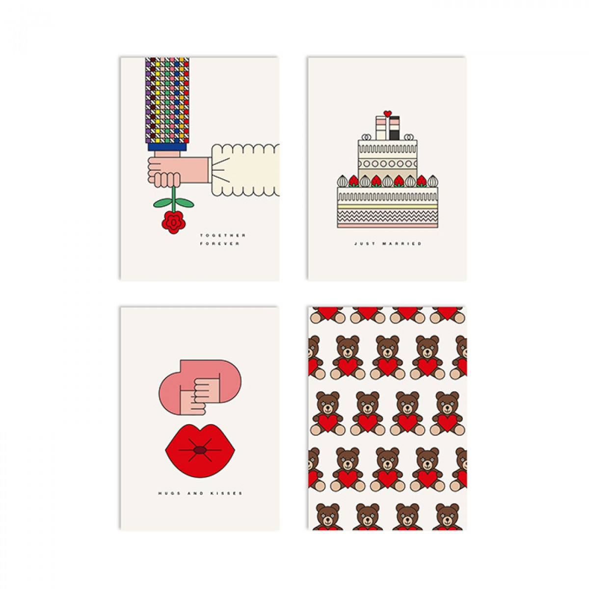 redfries set love parade – 4 Klappkarten DIN A6