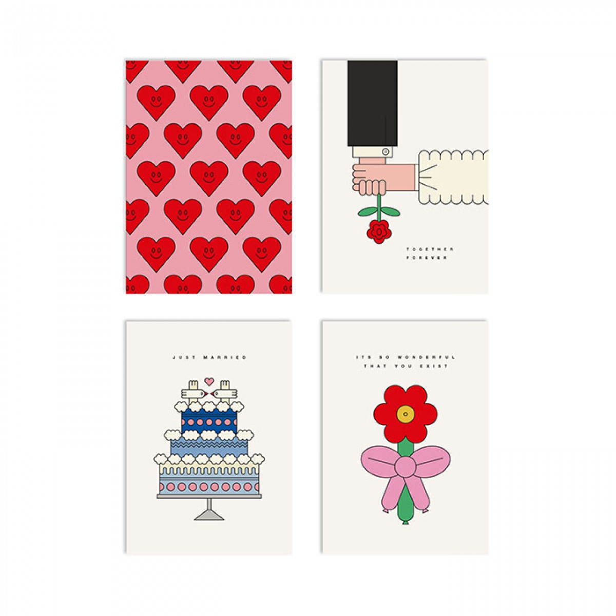 redfries set lovebirds – 4 Klappkarten DIN A6