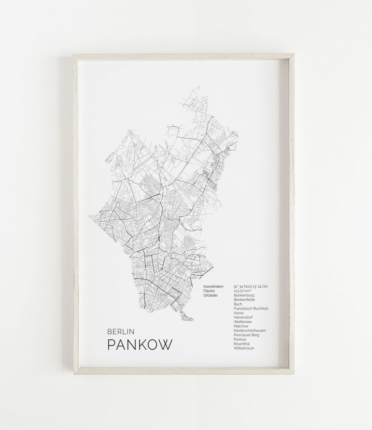 Karte BERLIN Pankow als Print im skandinavischen Stil