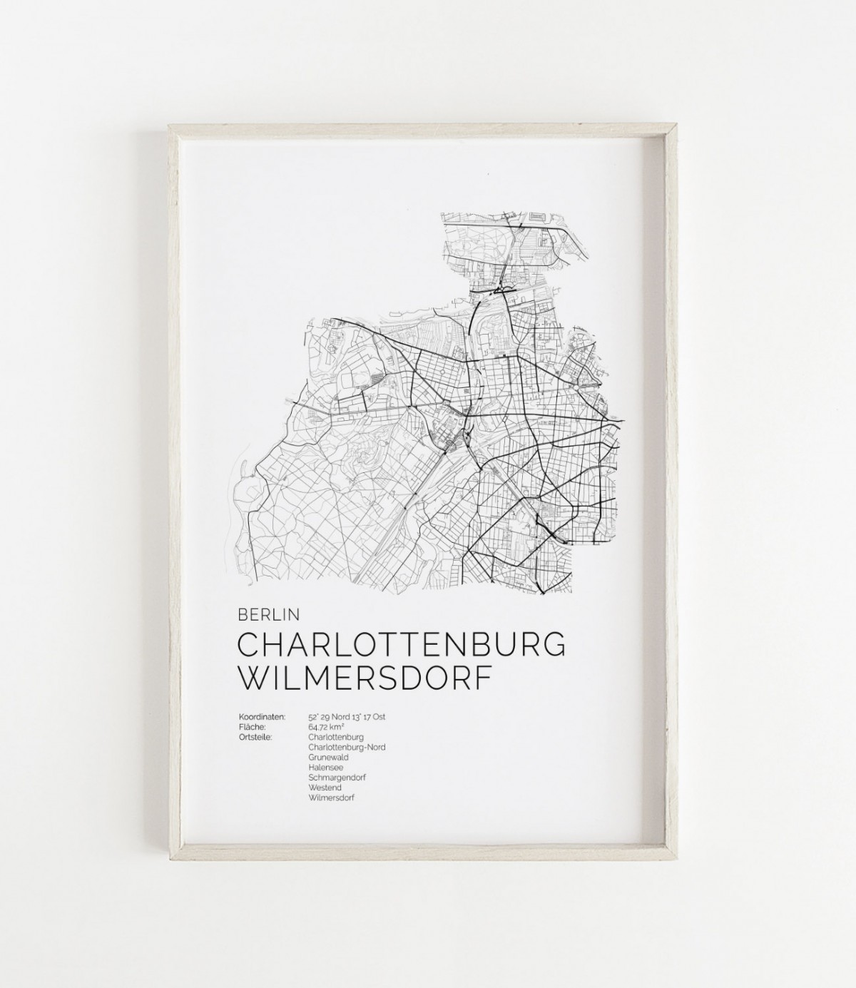 Karte BERLIN Charlottenburg Wilmersdorf als Poster im skandinavischen Stil von Skanemarie