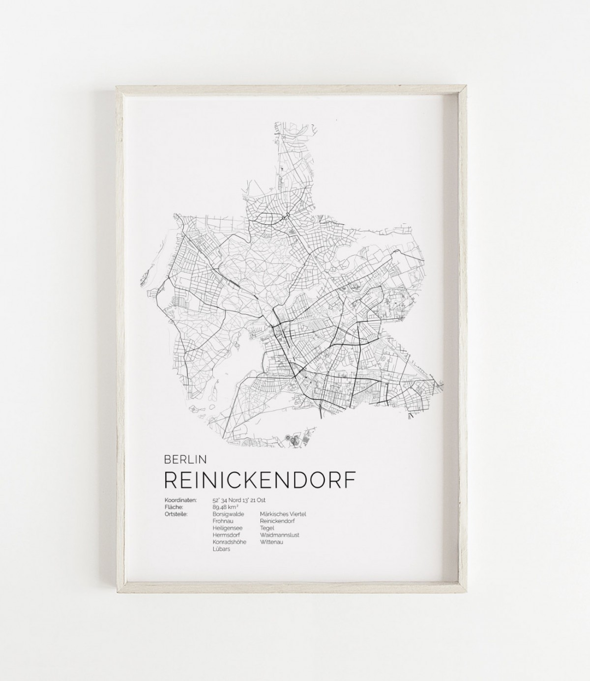 Karte BERLIN Reinickendorf als Print im skandinavischen Stil von Skanemarie