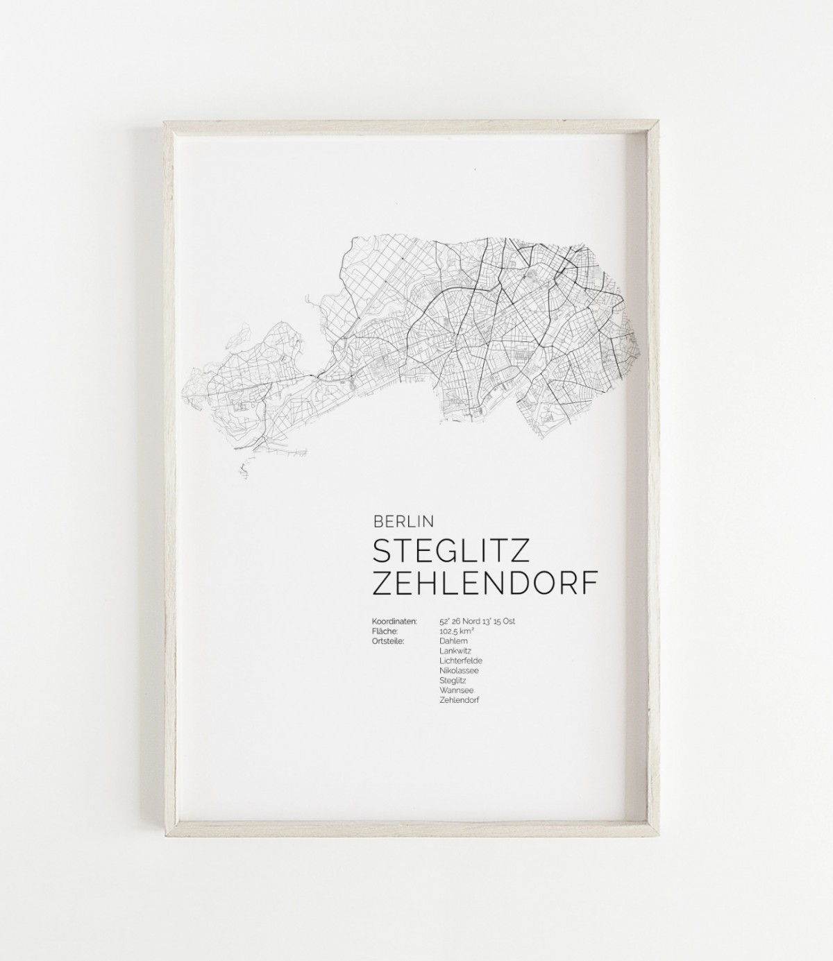 Karte BERLIN Steglitz Zehlendorf als Print im skandinavischen Stil von Skanemarie