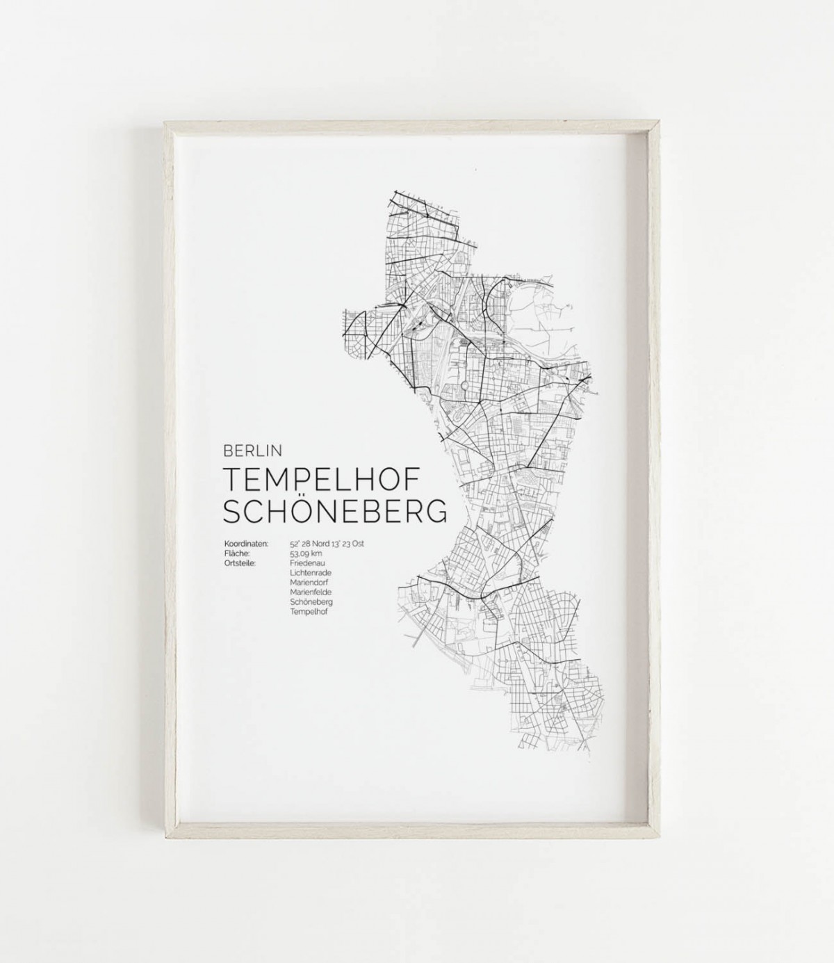Karte BERLIN Tempelhof Schöneberg als Print im skandinavischen Stil von Skanemarie