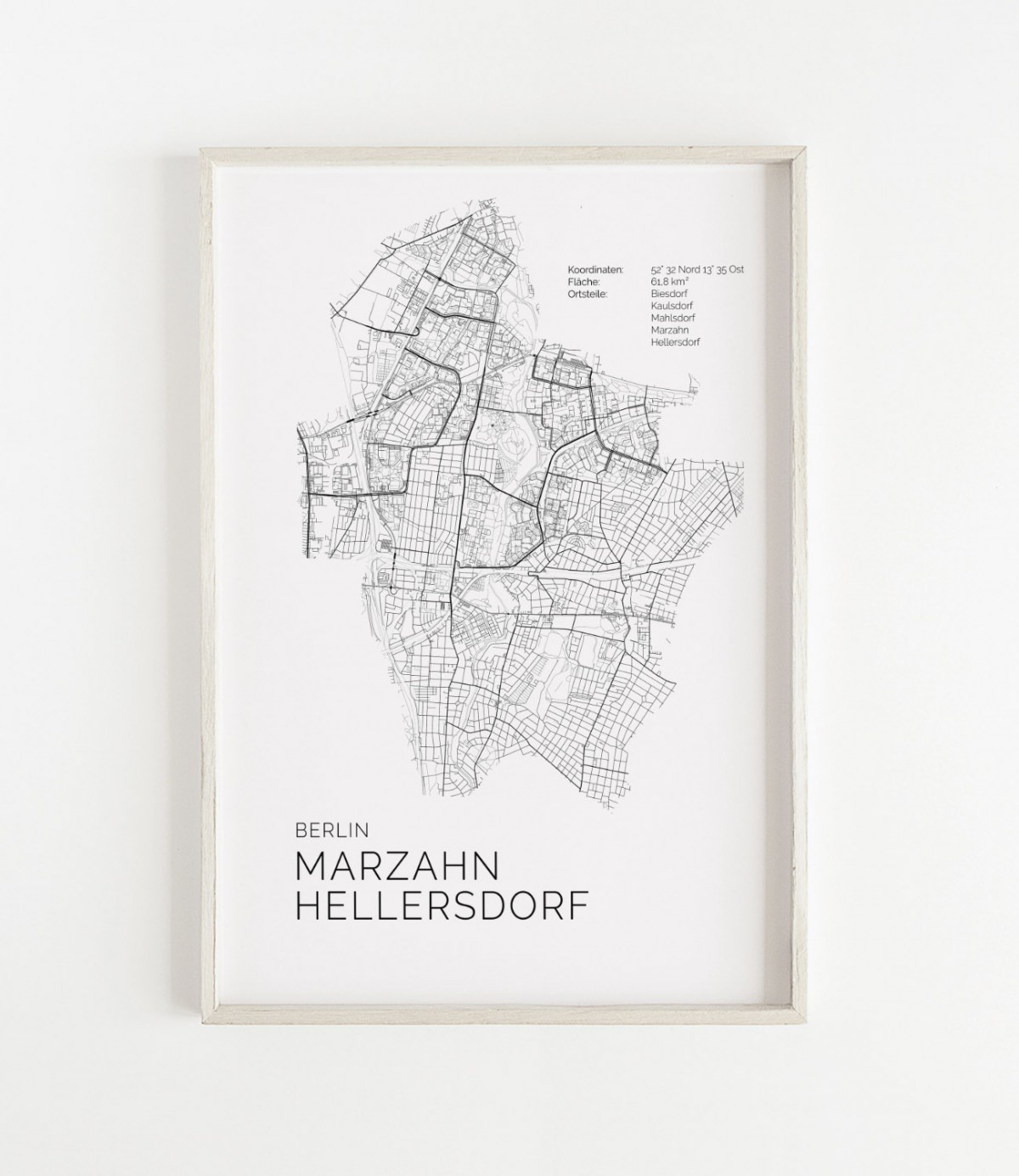 Karte BERLIN Marzahn Hellersdorf als Print von Skanemarie