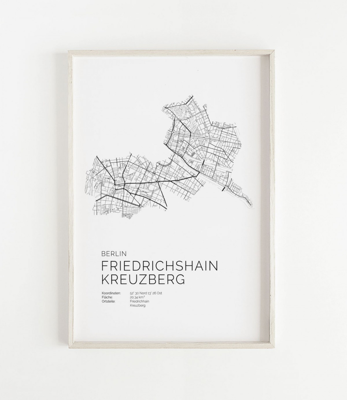 Karte BERLIN Friedrichshain Kreuzberg als Print im skandinavischen Stil von Skanemarie