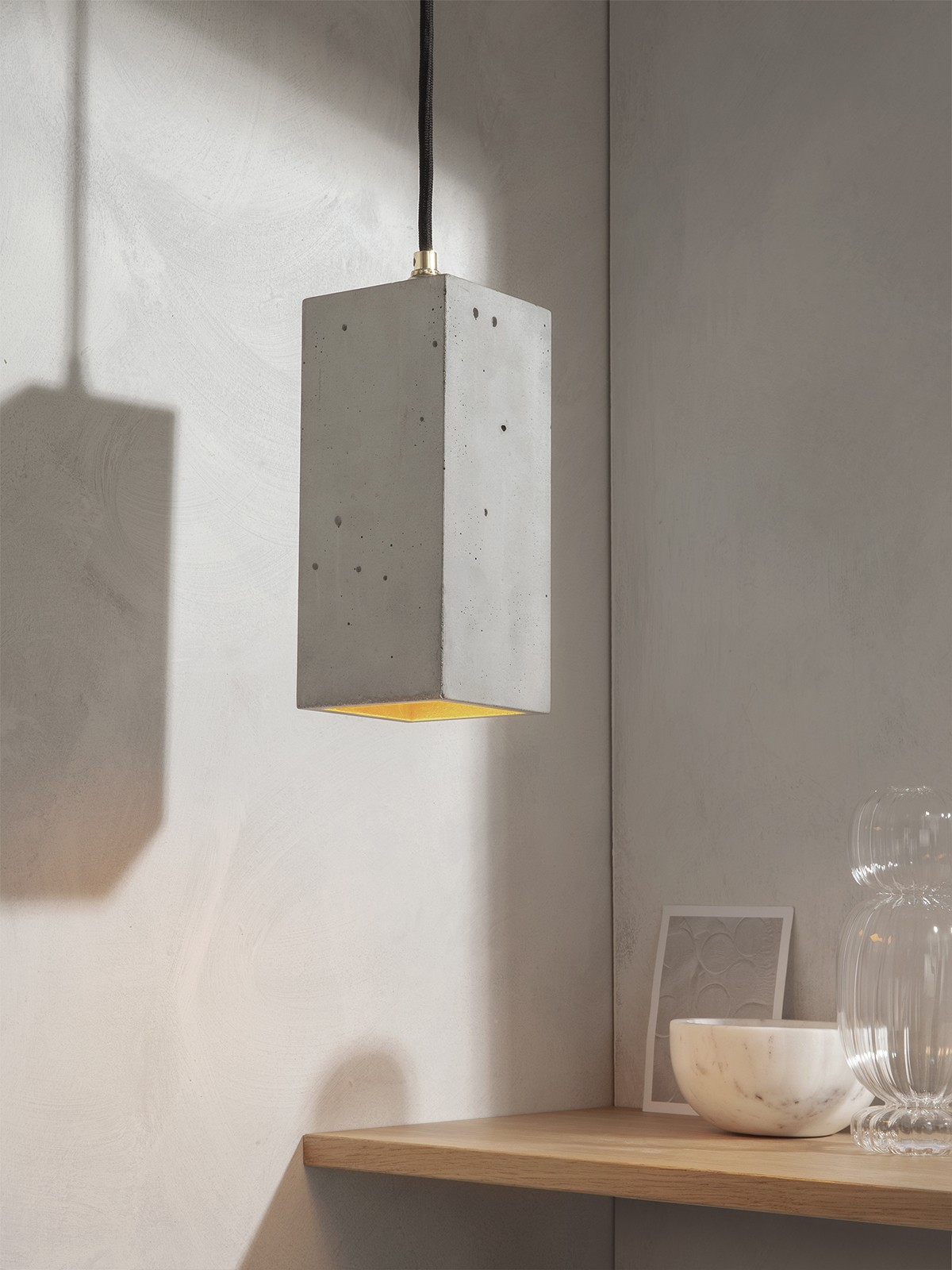 GANTlights Beton Hängelampe [B2] Lampe Gold rechteckig
