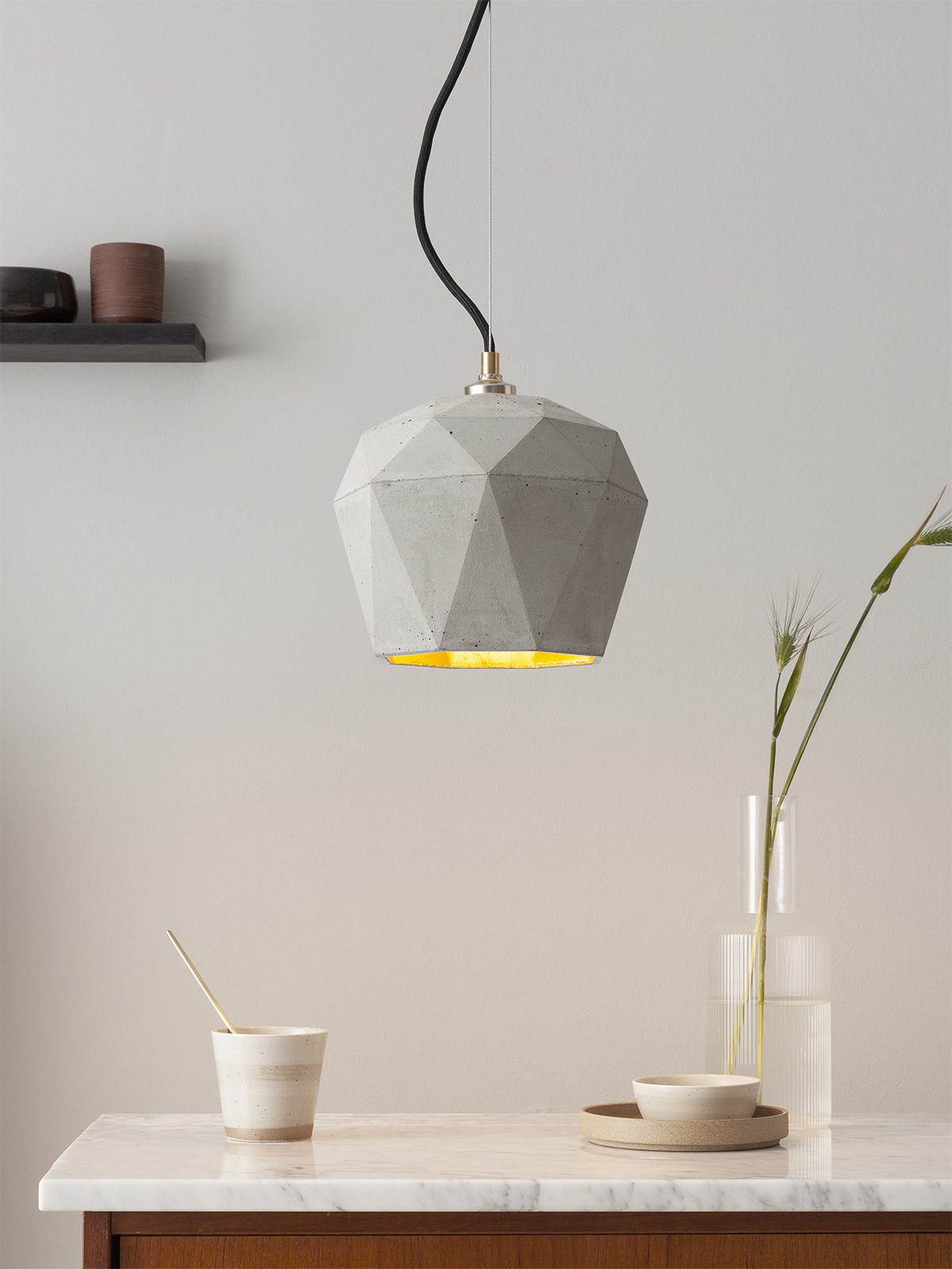 GANTlights - Beton Hängelampe Lampe Gold trianguliert  [T3] 