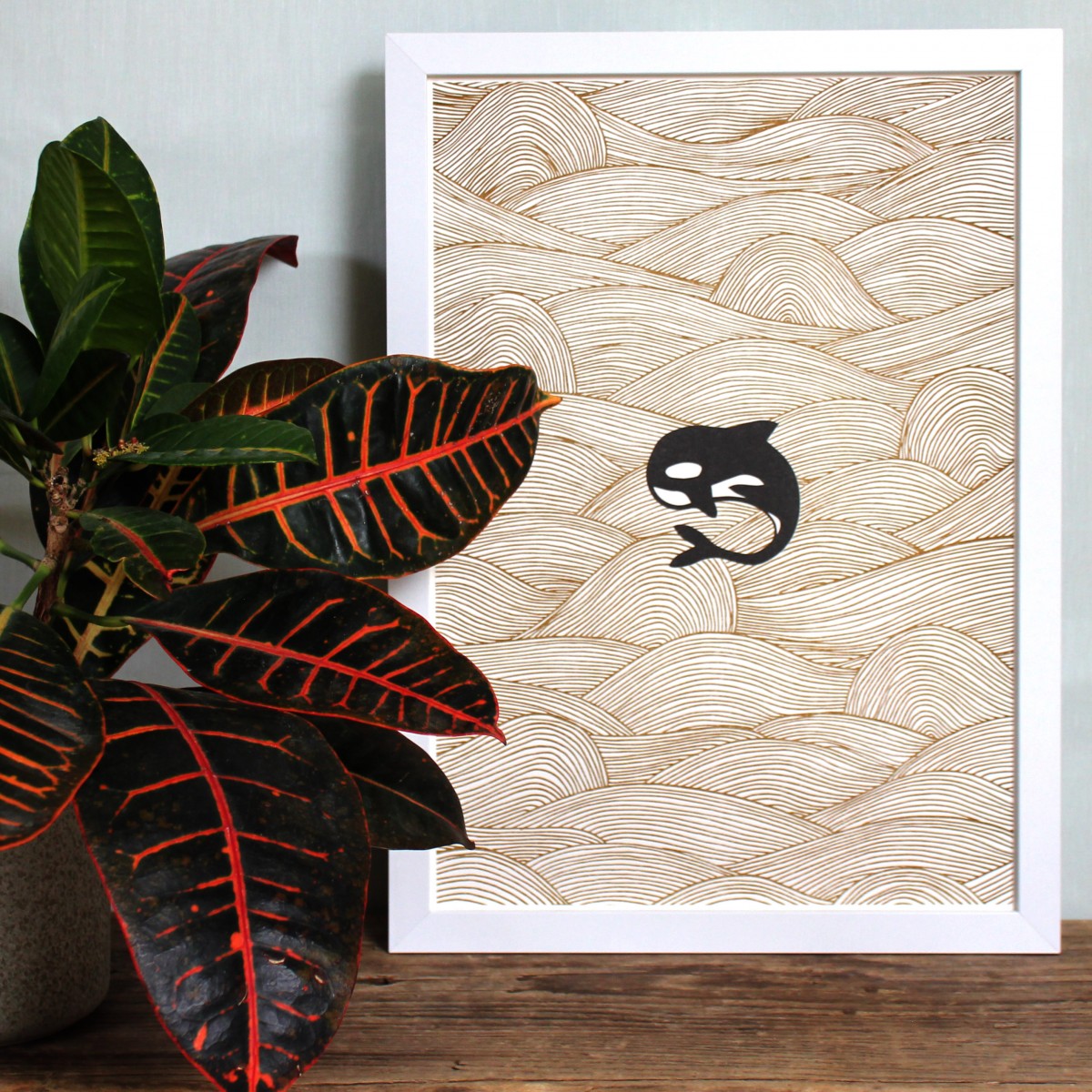 Handsignierte Risographie "Orca" [umweltfreundlicher Artprint von woelfins]