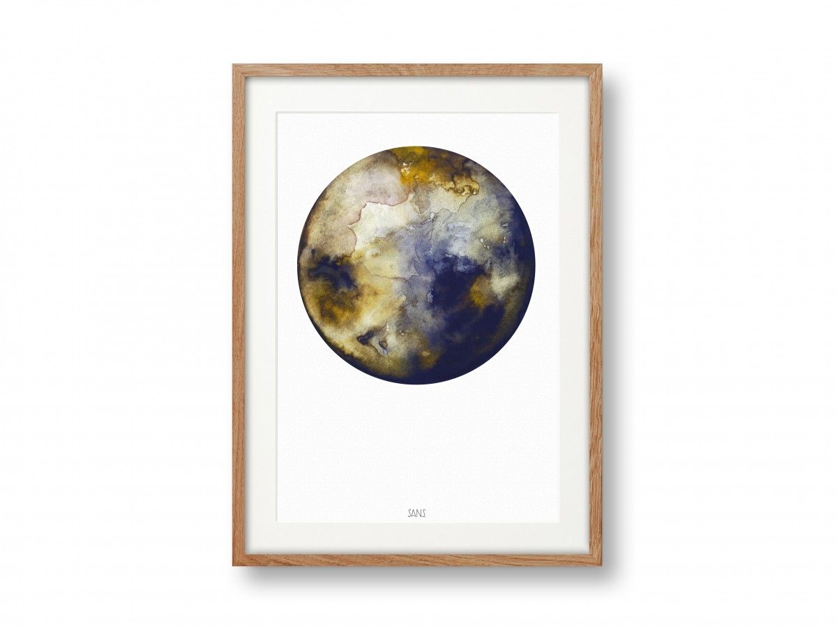 Aquarellposter, Mond, DIN A3 - SANS.