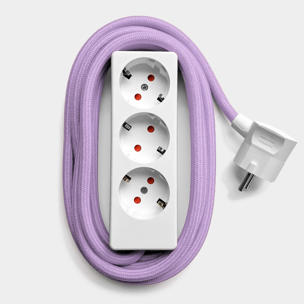 Njustudio weiße Steckerleiste mit 3m Textilkabel (orchid)