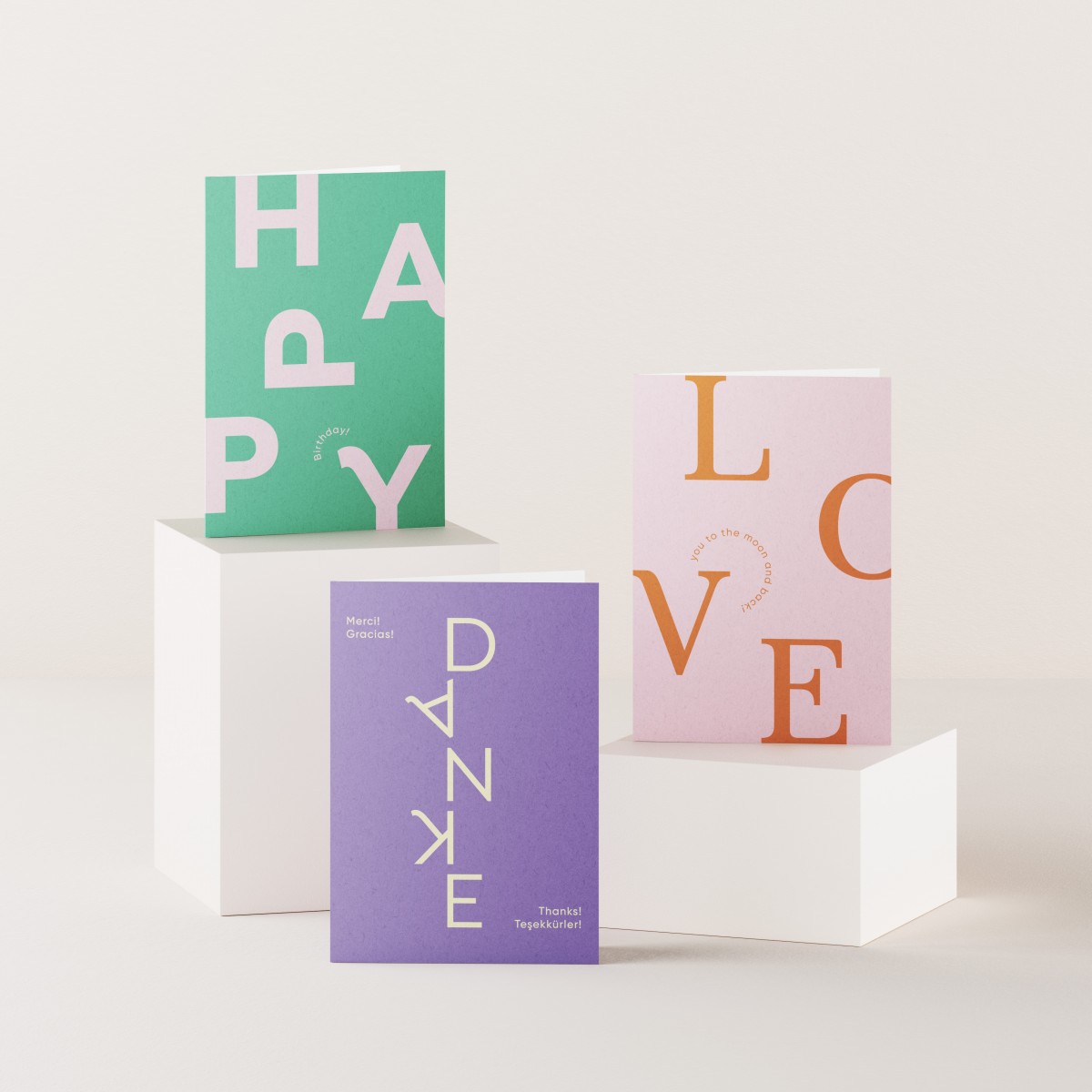 TEO - Grußkarten - HAPPY BIRTHDAY / DANKE / LOVE

