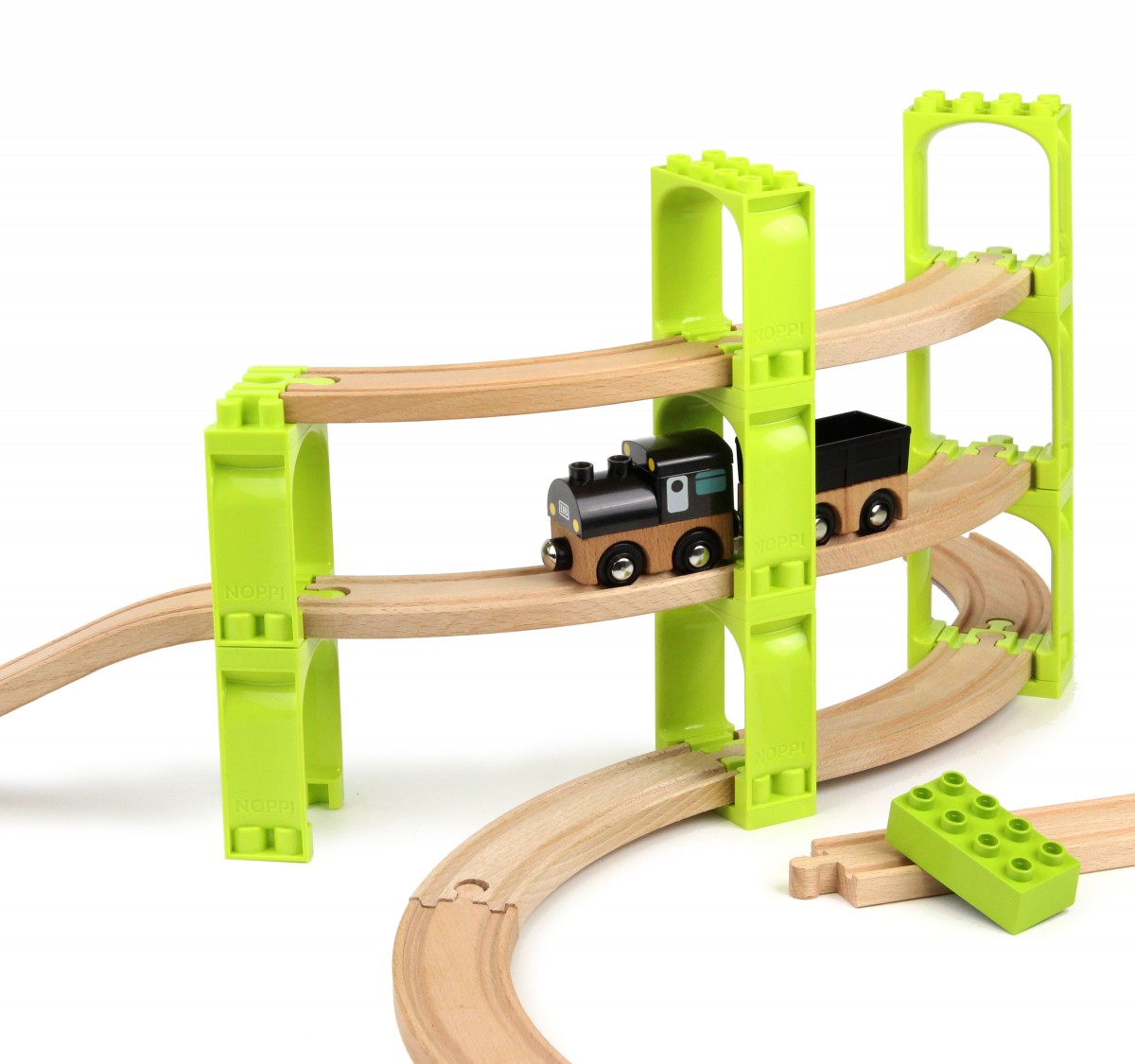 NOPPI EISENBAHN - Klemmbausteine für die Holzeisenbahn, Spirale, Neue Freunde