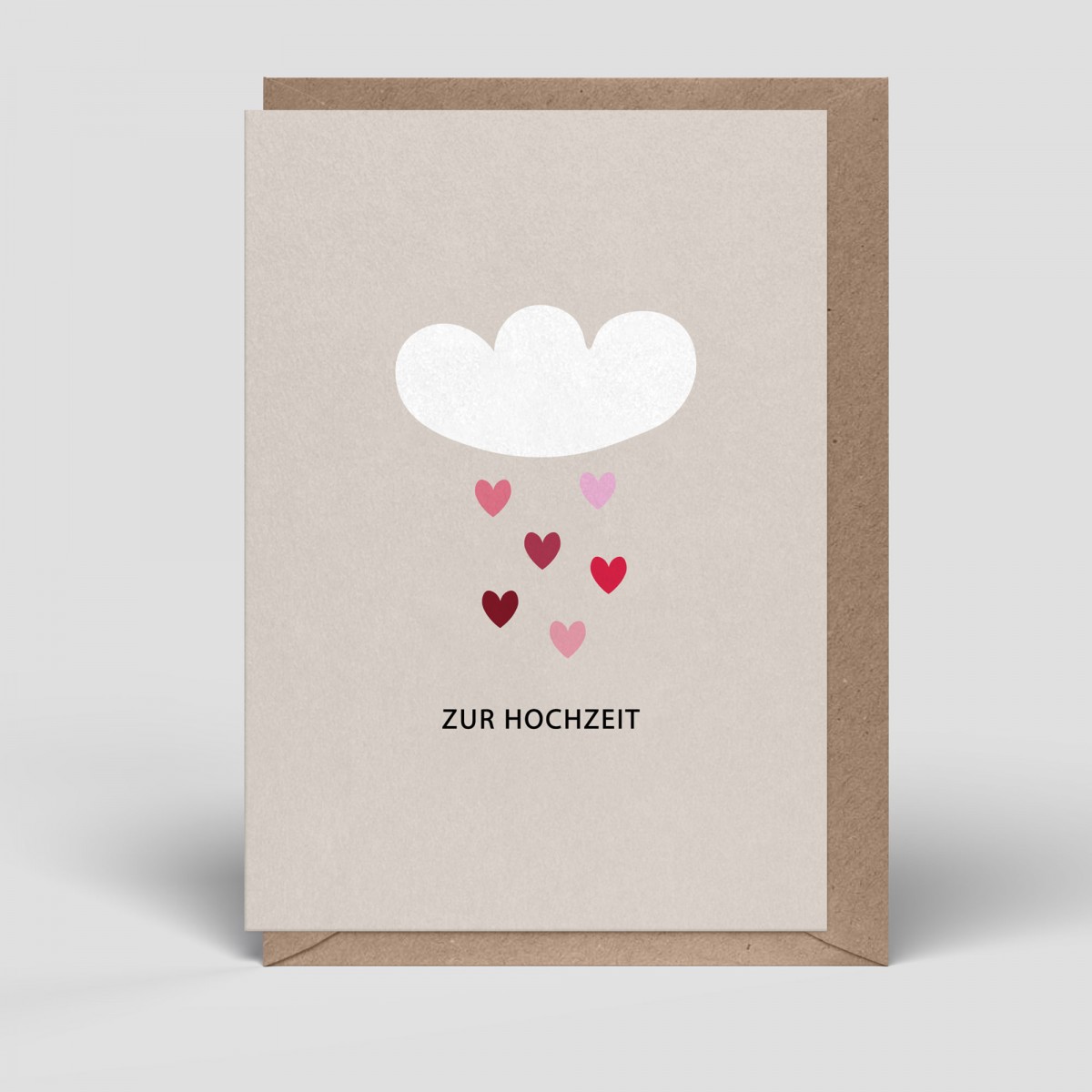 Klappkarte - Hochzeitskarte - Herzwolke - Nr. 260 - Naturbedacht