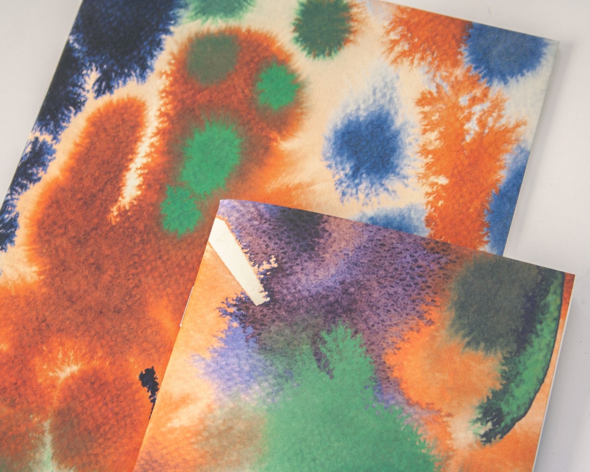 2er Set Notizhefte Aquarell orange grün // Papaya paper products