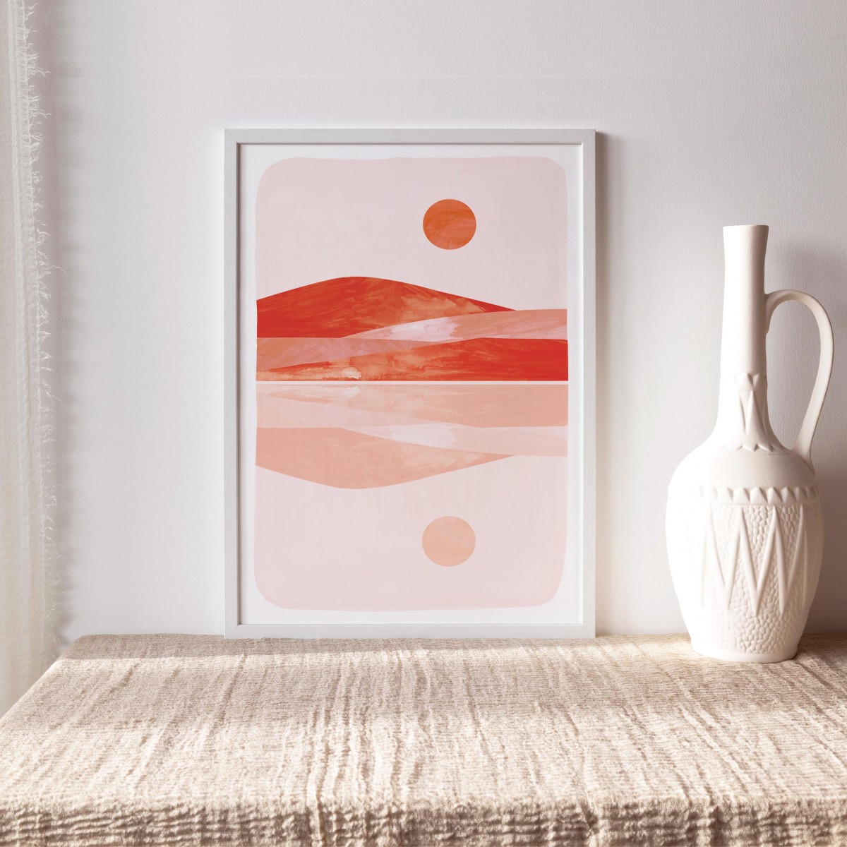 Paperlandscape | Kunstdruck "Berge mit Spiegelung" | Art Print Landschaft | rost orange | verschiedene Größen