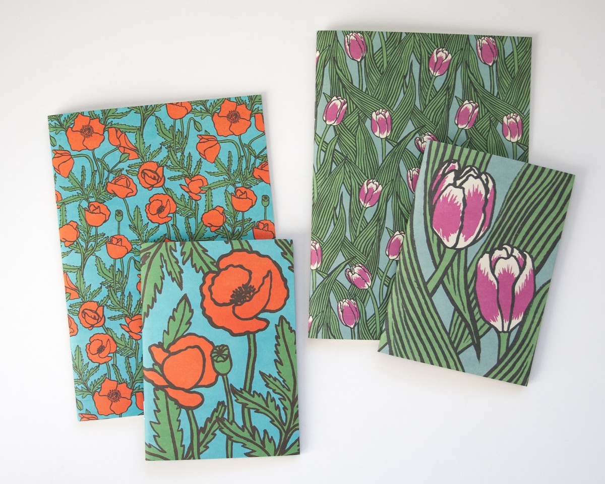 4er Set Notizhefte mit Blumen // Papaya paper products