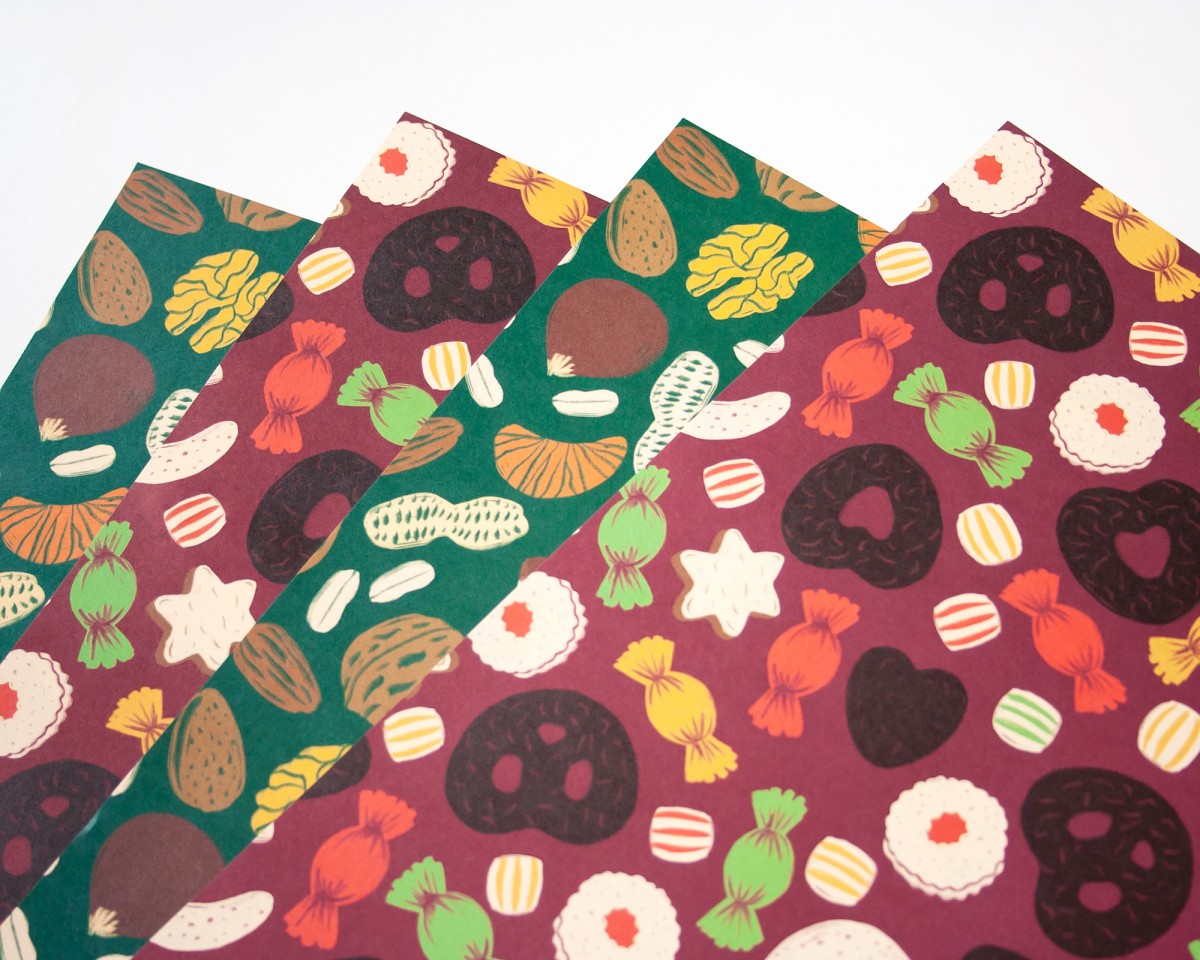 4er Set Geschenkpapier Nussmischung + Weihnachtsplätzchen // Papaya paper products