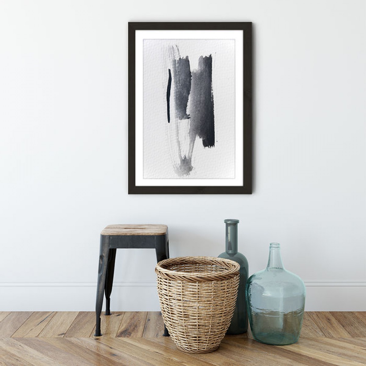 nahili ARTPRINT / POSTER "Aquarelle Meets Pencil - Black Strokes" abstrakte Grafik Kunst - Druck (DIN A1/A3 & 50x70cm) 