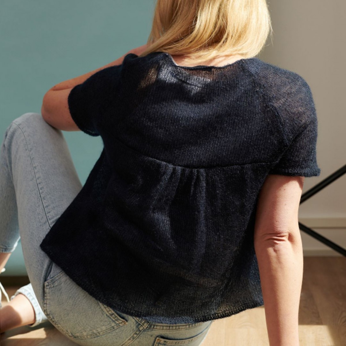 Mohair Shirt OLIVIA mit Fältchen (ocean blue) von wildes.