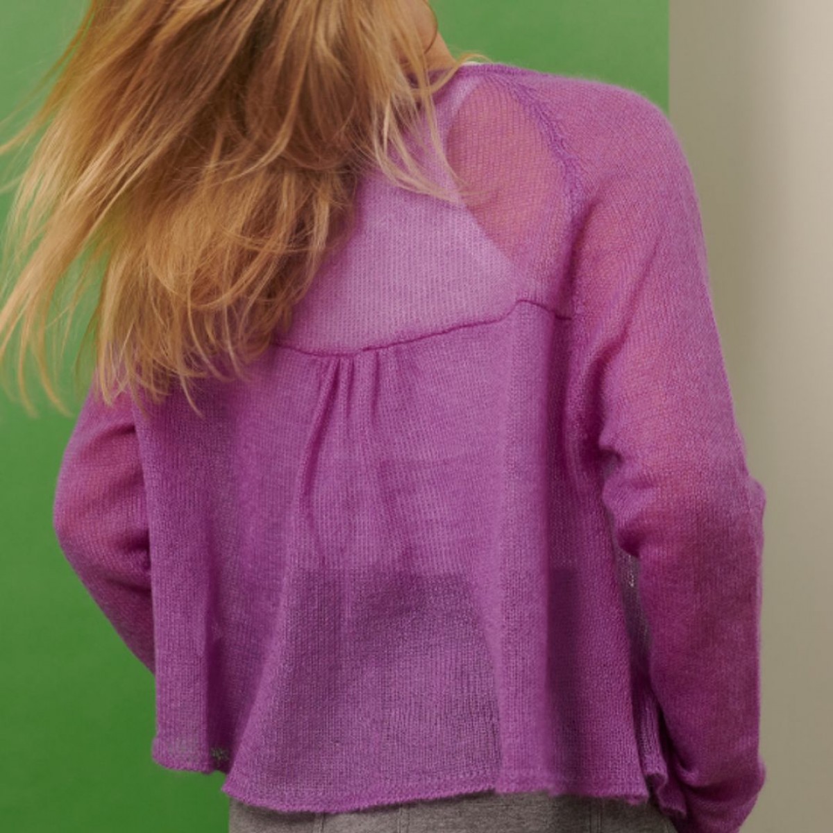 Mohair Cardigan XENIA mit Fältchen (lila) von wildes.