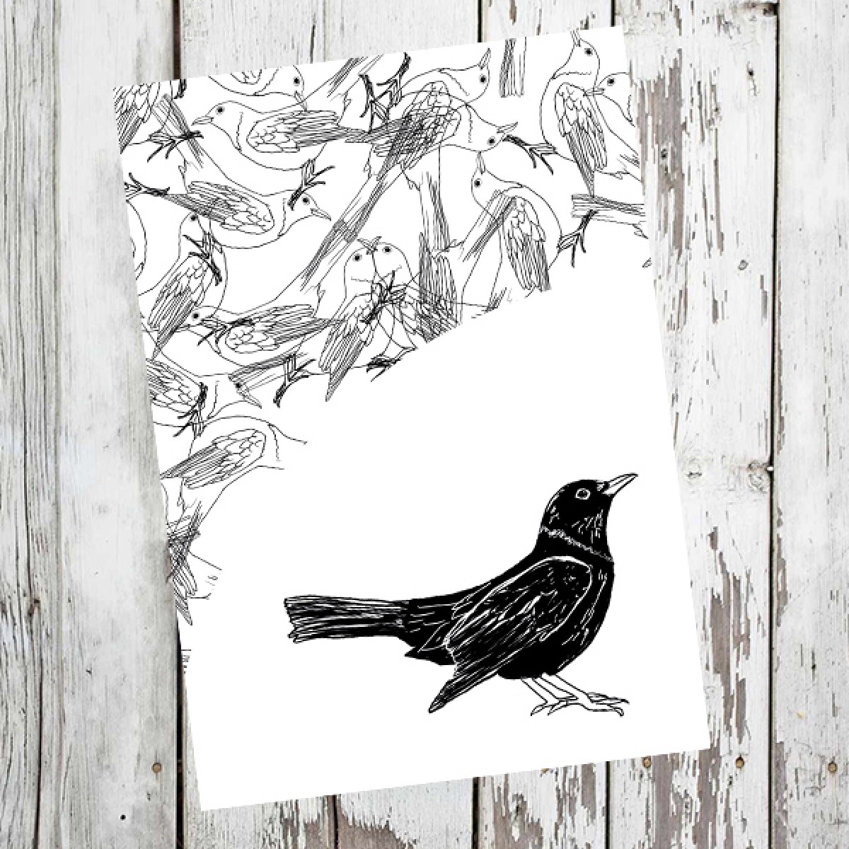 playfulsolutions Notizheft mit Illustration "Amsel"